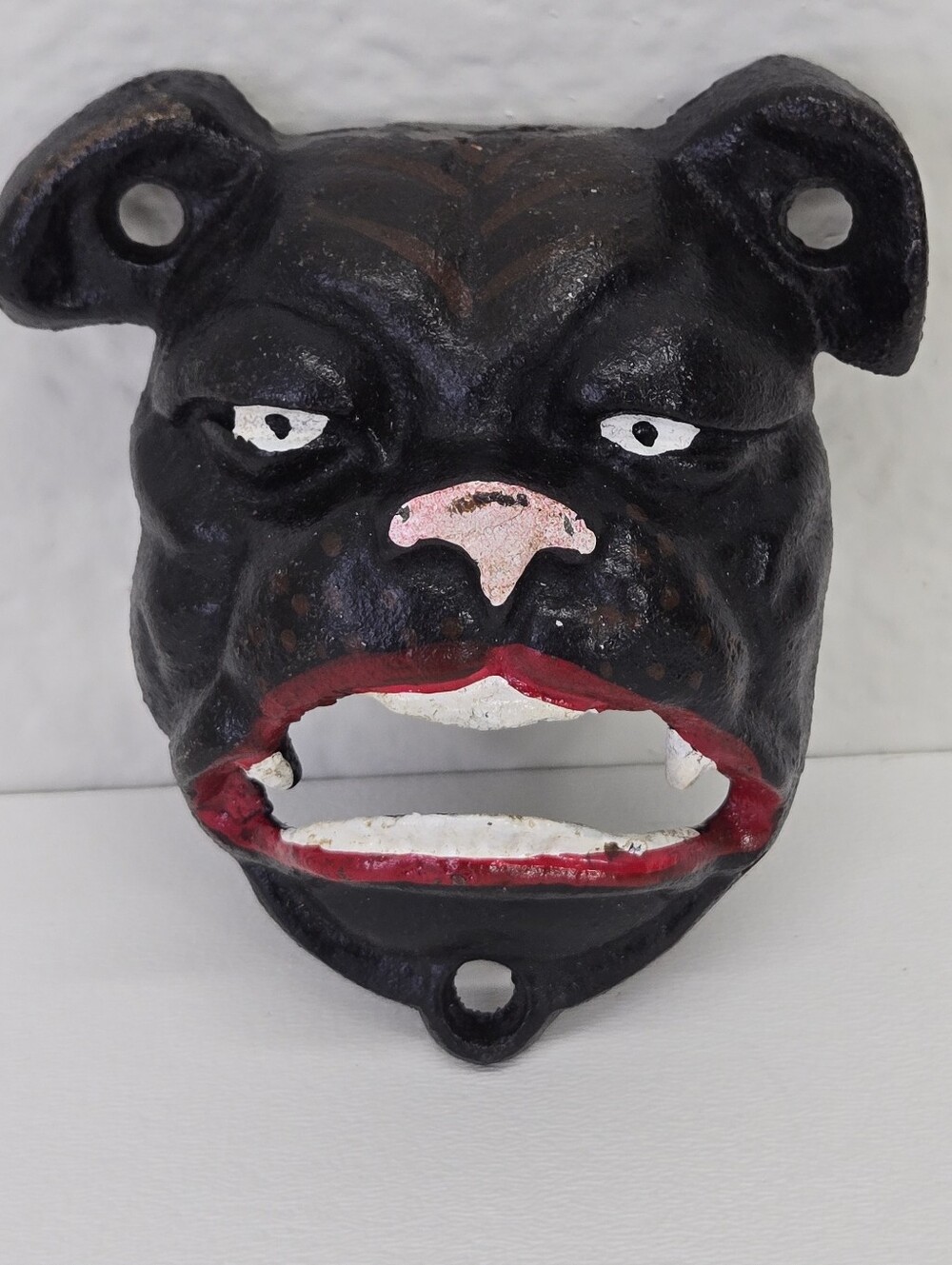 VTG Cast Iron Bulldog Wall Mount Bottle Opener Antique Finish Man Cave #3 brewer